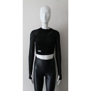 C2H4 Layered Mesh Long Sleeve Top Black Size Small